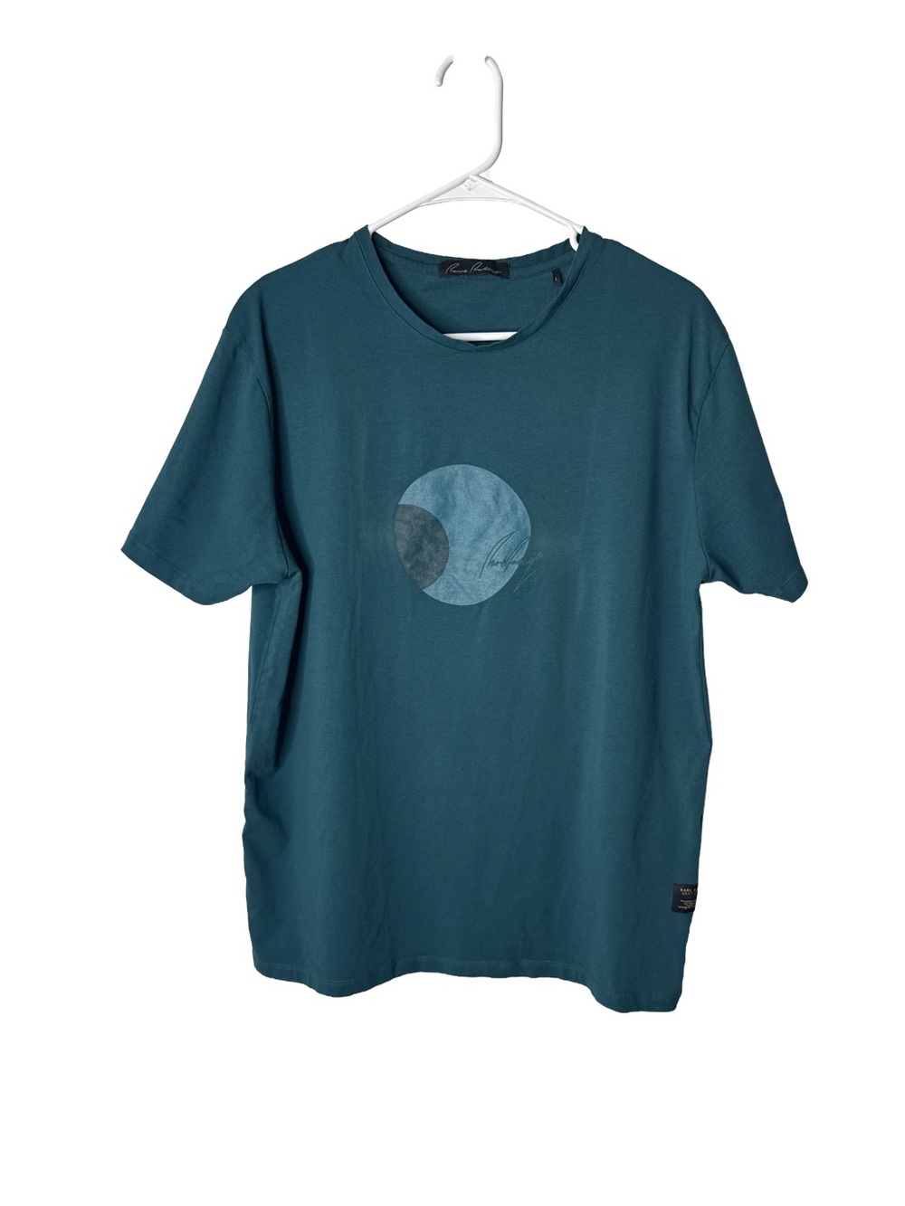 RARE RABBIT Maso Men's Teal Green Graphic Print Streetwear Cotton T-Shirt Sz L